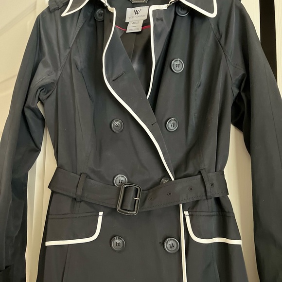 Worthington Black Trench Coat with White Accents - Picture 3 of 10
